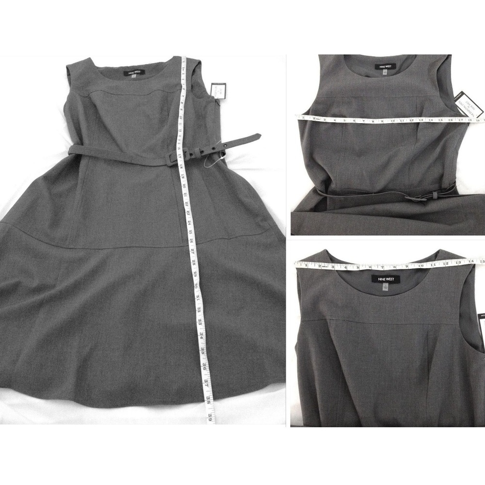 Nine West - Belted Fit & Flare Work Dress - Picture 2 of 8